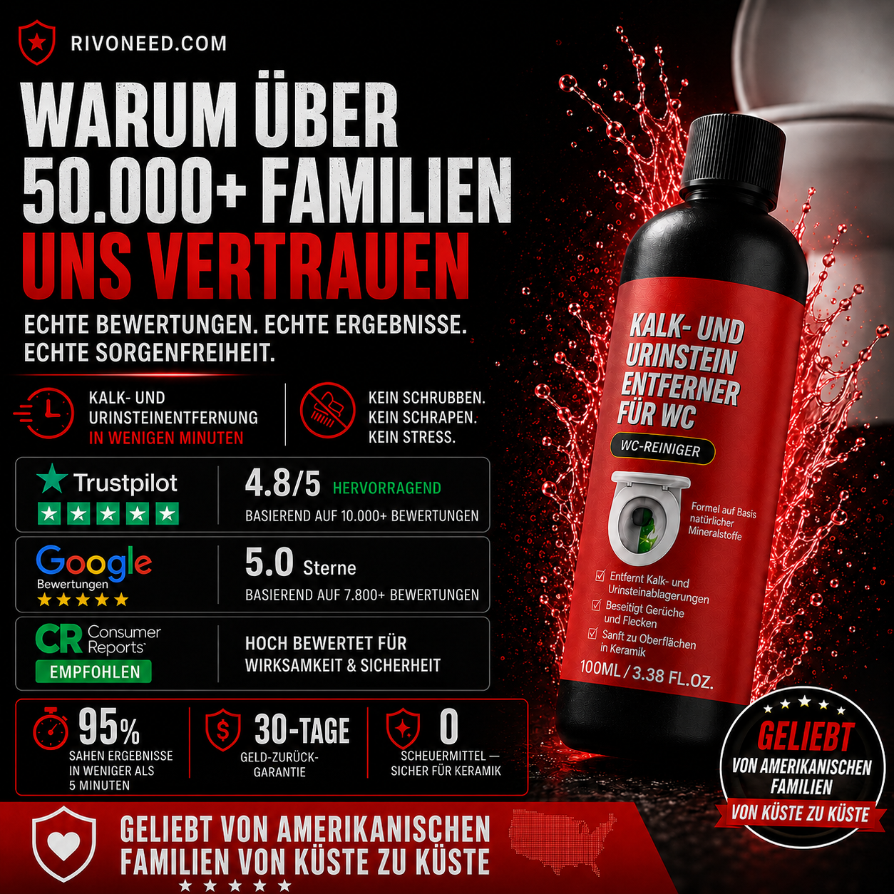 💎 Mycket effektiv toalettrengörare 🧪 Löser upp urin- och kalkavlagringar som samlats under flera år ✨ Inget mer skrubbande