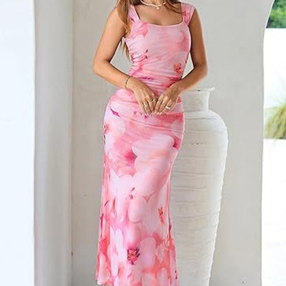 Elegant Blommig Sommarstrandklänning