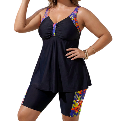 👙 60% RABATT! 🌊 Flödande tankini-baddräkt för kvinnor med shorts – Bekväm passform & snabbtorkande – Perfekt för strand, pool eller semester – stilren och praktisk ☀️✨