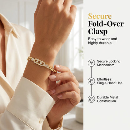 ✨ 50 % RABATT NU! 📿 Kubiskt zirkonia-armband i guld – gnistrande elegans, perfekt för fest, bröllop & vardagslyx 🌙