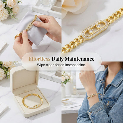 ✨ 50 % RABATT NU! 📿 Kubiskt zirkonia-armband i guld – gnistrande elegans, perfekt för fest, bröllop & vardagslyx 🌙