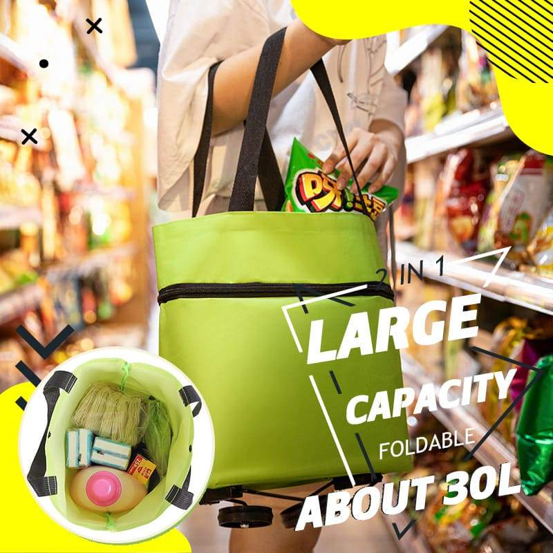 🛒 50% RABATT NU! 2‑i‑1 hopfällbar shoppingvagn – stor kapacitet, slitstarkt Oxford‑tyg & tysta hjul – perfekt för matbutik, marknad, camping och resor 🧳✨