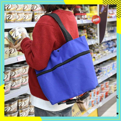 🛒 50% RABATT NU! 2‑i‑1 hopfällbar shoppingvagn – stor kapacitet, slitstarkt Oxford‑tyg & tysta hjul – perfekt för matbutik, marknad, camping och resor 🧳✨