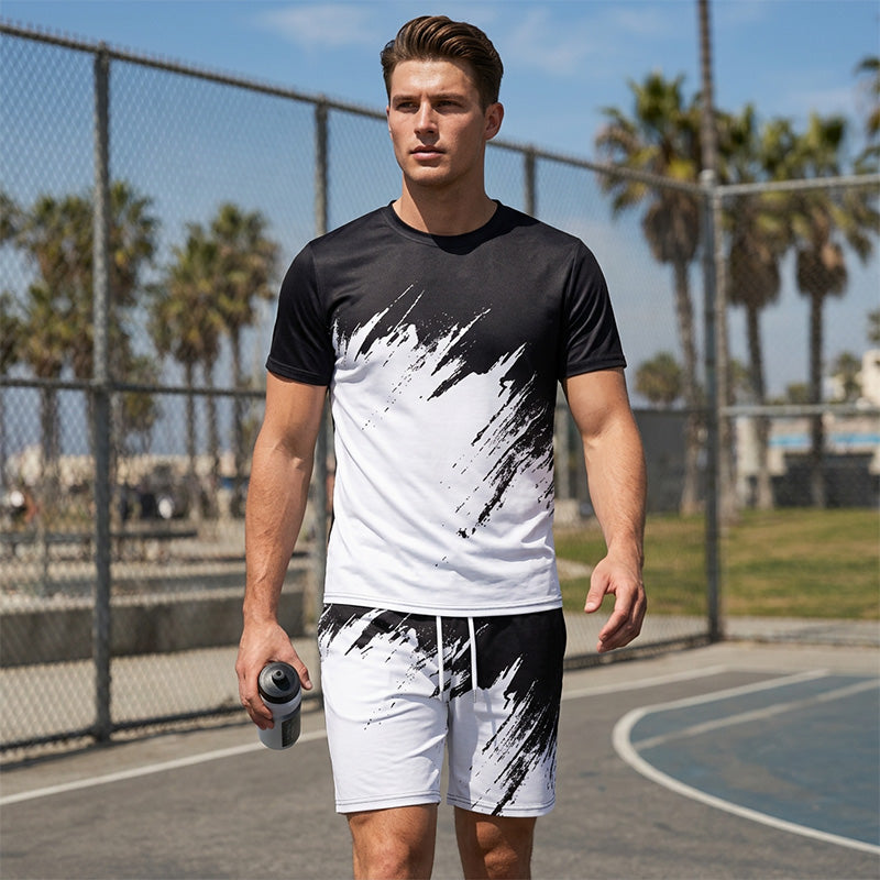 Herr Sommar Dynamisk Print Casual Set