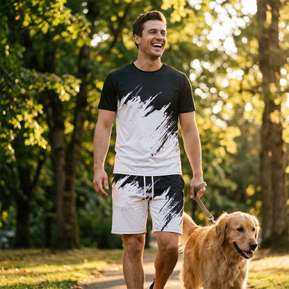 Herr Sommar Dynamisk Print Casual Set