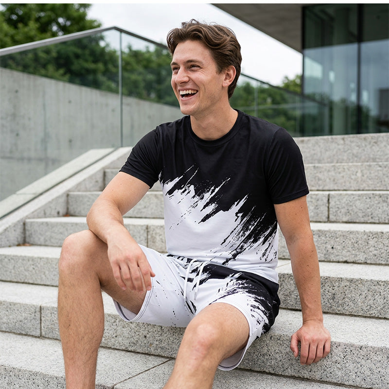 Herr Sommar Dynamisk Print Casual Set