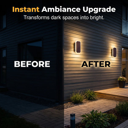 ☀️ 50% RABATT NU! 💡 Up & Down Solcellsvägglampa – Dubbelriktad, Vattentät & Trådlös – Perfekt för Trädgården 🌿