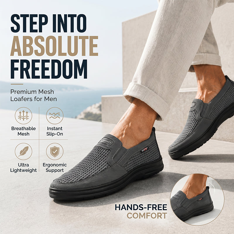 Andningsbara slip-on-skor i mesh för män