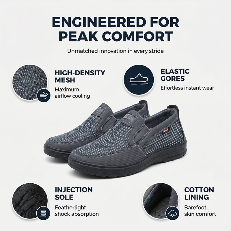 Andningsbara slip-on-skor i mesh för män