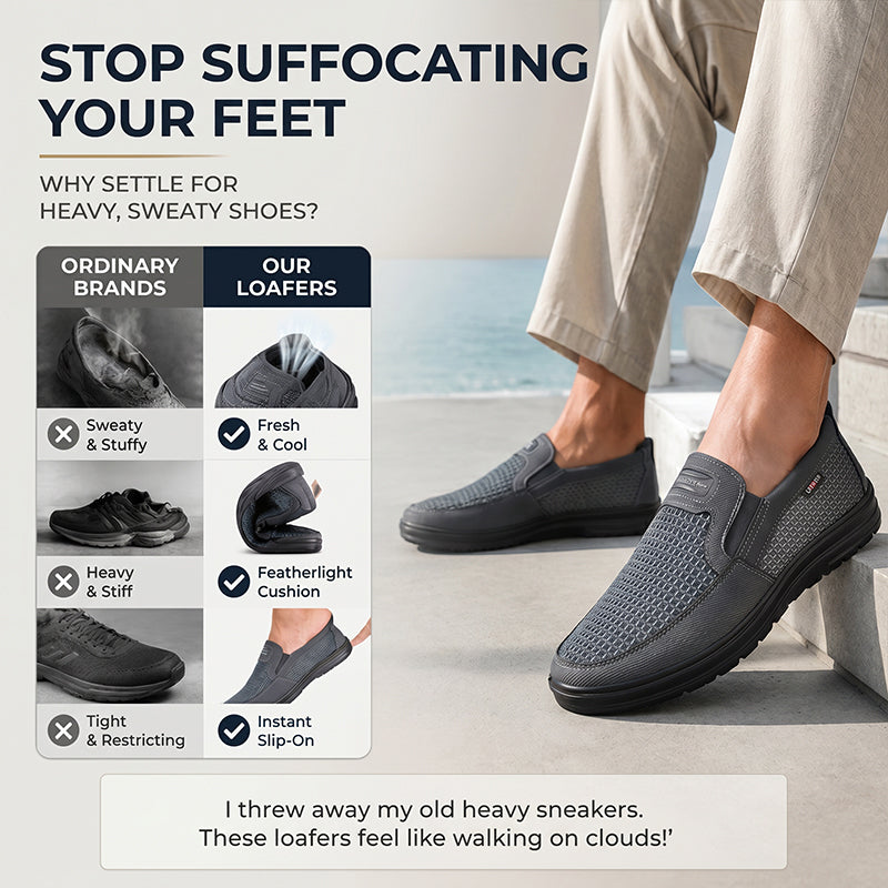 Andningsbara slip-on-skor i mesh för män