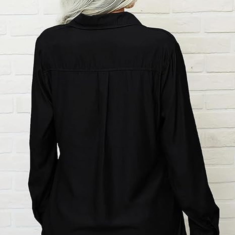 ☀️ Enfärgad damskjorta – krage, lång ärm & knäppning fram, mjukt tyg & enkel att styla till jeans, kjol & kavaj 🕶️