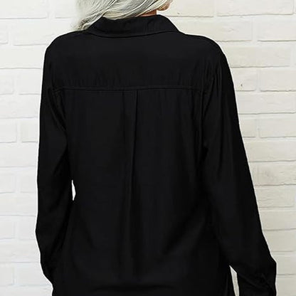 ☀️ Enfärgad damskjorta – krage, lång ärm & knäppning fram, mjukt tyg & enkel att styla till jeans, kjol & kavaj 🕶️