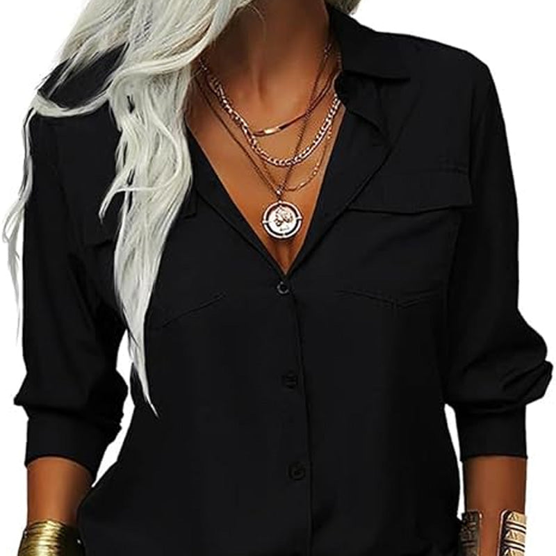 ☀️ Enfärgad damskjorta – krage, lång ärm & knäppning fram, mjukt tyg & enkel att styla till jeans, kjol & kavaj 🕶️