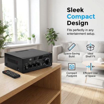 🎶 Digital karaoke-förstärkare – Bluetooth, USB & AUX, perfekt för mikrofon, gitarr & högtalare, kompakt & lätt att ta med 🎸