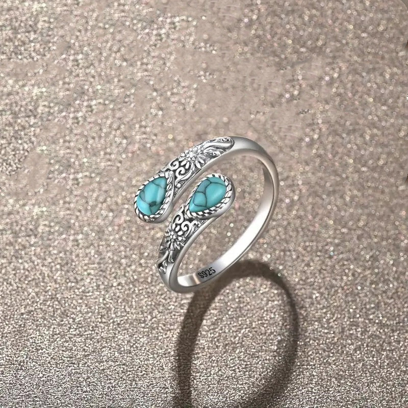 ⏳Tidsbegränsad 50% rabatt⏰Vintage justerbar öppen ring med droppformad glödande zirkon💧💍