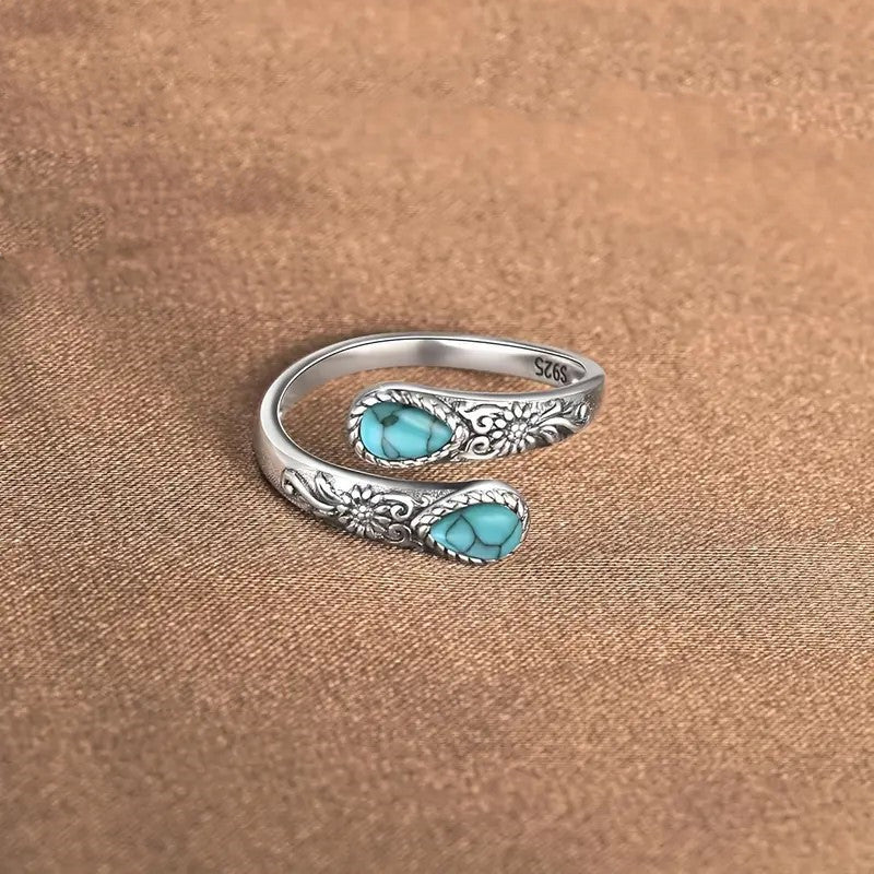 ⏳Tidsbegränsad 50% rabatt⏰Vintage justerbar öppen ring med droppformad glödande zirkon💧💍