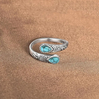 ⏳Tidsbegränsad 50% rabatt⏰Vintage justerbar öppen ring med droppformad glödande zirkon💧💍