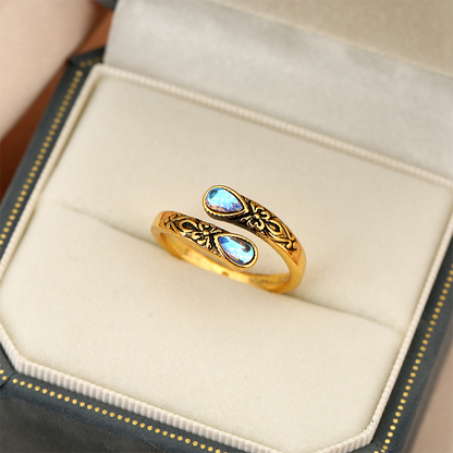 ⏳Tidsbegränsad 50% rabatt⏰Vintage justerbar öppen ring med droppformad glödande zirkon💧💍