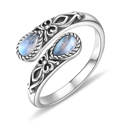 ⏳Tidsbegränsad 50% rabatt⏰Vintage justerbar öppen ring med droppformad glödande zirkon💧💍