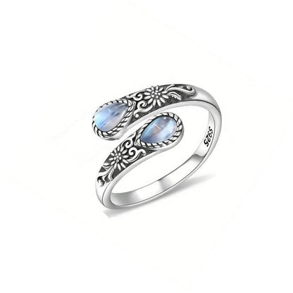 ⏳Tidsbegränsad 50% rabatt⏰Vintage justerbar öppen ring med droppformad glödande zirkon💧💍