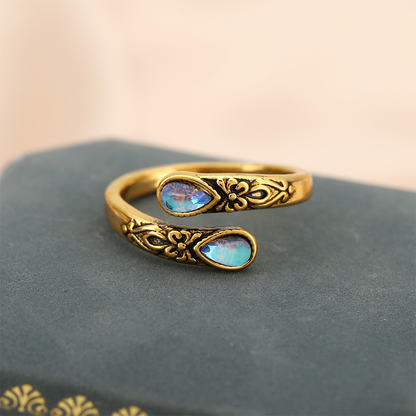 ⏳Tidsbegränsad 50% rabatt⏰Vintage justerbar öppen ring med droppformad glödande zirkon💧💍