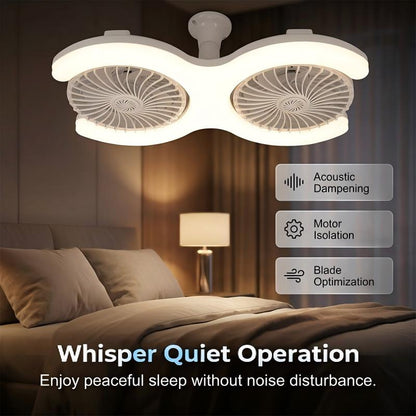 🌀 60% RABATT NU! 💡 Dubbelhovad LED-takfläkt med Belysning – 3 hastigheter & fjärrkontroll – 2 oberoende huvuden, perfekt för stora rum – snygg och tyst ✨🏠