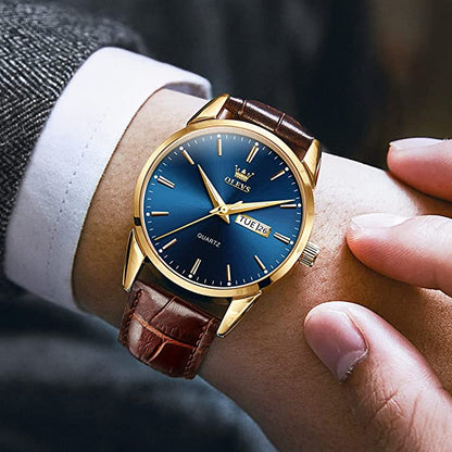 ⌚ 50% RABATT! ⏱️ Herrur med dag & datum – Rostfritt stål, analogt kvartsur – Klassiska lysande visare, svart/vit/blå urtavla – pålitlig tidtagare för vardag eller kontor ✨
