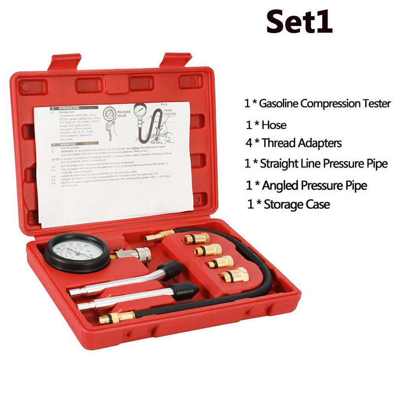 Motorkompressionstest Kit – Cylindertrycksmätare för Bensinmotorer