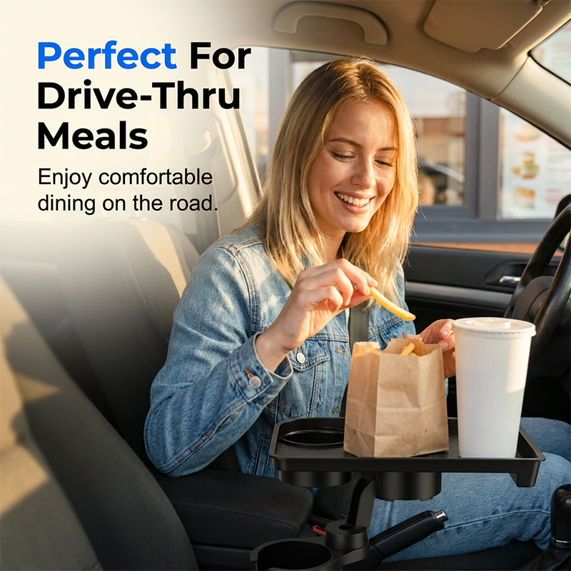 🚗 50 % RABATT NU! 🍽️ Förvandla bilen till matbord – stabil bricka för hamburgare, kaffe & mer – perfekt för drive-thru och bilresor 🥤