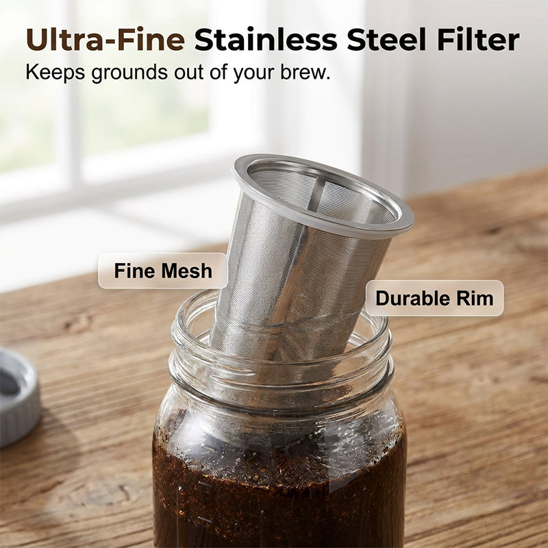 🧊 Kallbryggd kaffebryggare – med tätt lock, brygg smooth cold brew över natten, mindre syra & fylligare smak, perfekt för varma dagar 🌿