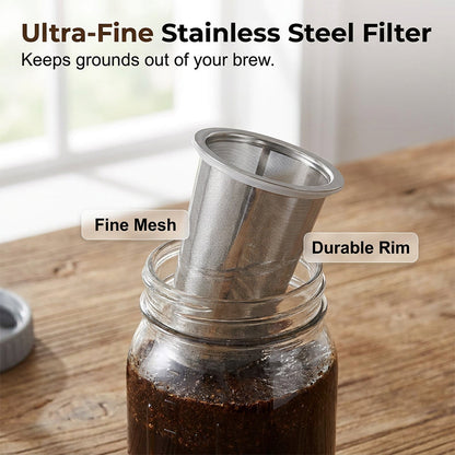 🧊 Kallbryggd kaffebryggare – med tätt lock, brygg smooth cold brew över natten, mindre syra & fylligare smak, perfekt för varma dagar 🌿