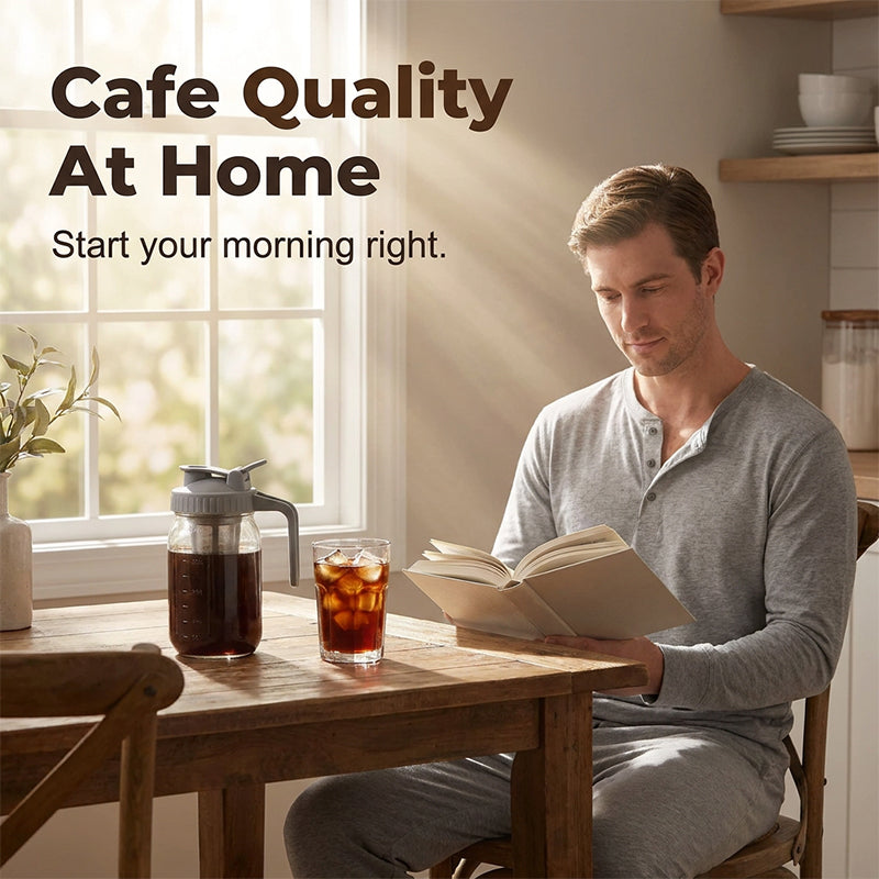 🧊 Kallbryggd kaffebryggare – med tätt lock, brygg smooth cold brew över natten, mindre syra & fylligare smak, perfekt för varma dagar 🌿