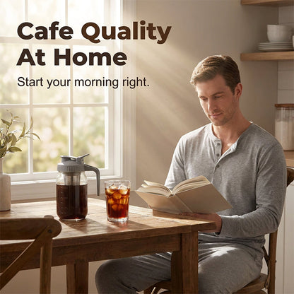 🧊 Kallbryggd kaffebryggare – med tätt lock, brygg smooth cold brew över natten, mindre syra & fylligare smak, perfekt för varma dagar 🌿