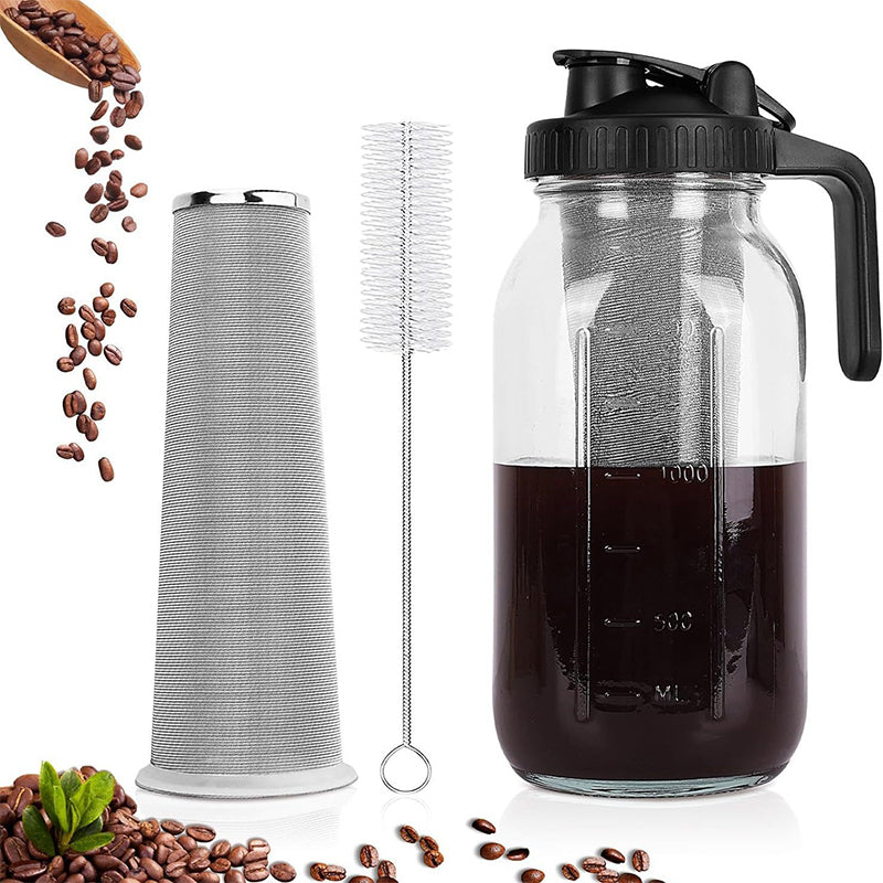 🧊 Kallbryggd kaffebryggare – med tätt lock, brygg smooth cold brew över natten, mindre syra & fylligare smak, perfekt för varma dagar 🌿