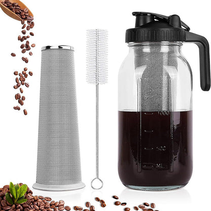 🧊 Kallbryggd kaffebryggare – med tätt lock, brygg smooth cold brew över natten, mindre syra & fylligare smak, perfekt för varma dagar 🌿