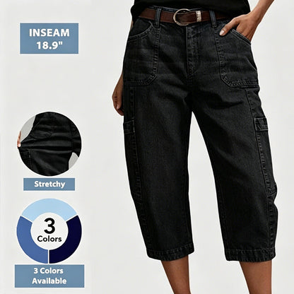 👖 50% RABATT NU! ✨ Korta stretchiga jeansbyxor för dam – Barrel-passform & mjuk denim – Avslappnad & bekväm – perfekt för vardagen eller lediga dagar 🌿🌸
