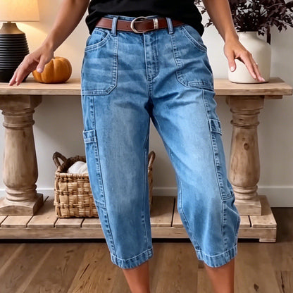 👖 50% RABATT NU! ✨ Korta stretchiga jeansbyxor för dam – Barrel-passform & mjuk denim – Avslappnad & bekväm – perfekt för vardagen eller lediga dagar 🌿🌸