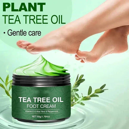 🦶 52 % RABATT NU! 🌿 Lugnande Fotkräm med Aloe Vera & Tea Tree-olja – Mjukare och Välvårdade Fötter ✨