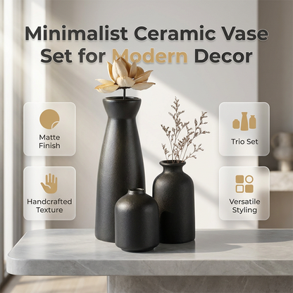 Ceramic Vase Set of 3 Decorative Pieces