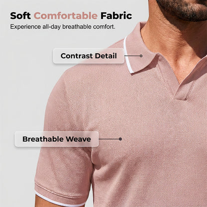👕 50% RABATT HALVT PRIS⏰🔥 Herr Casual V-ringad T-shirt med Kontrastkant Kortärmad Sommartopp 💨