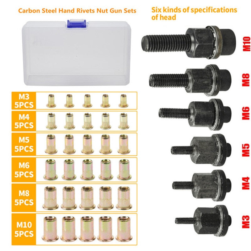 🔧50% RABATT NU! 🔧Gängad Infästningsnöt Popnit Set med Flat Huvud