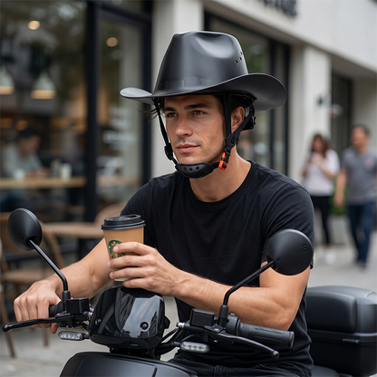 Cowboy-skyddshjälm med bred brätte för byggarbetsplatser