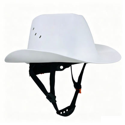 Cowboy-skyddshjälm med bred brätte för byggarbetsplatser