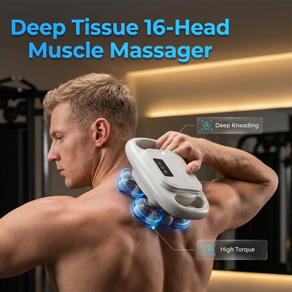 ⏳50 % rabatt under en begränsad tid⏰Sladdlös muskelmassager med 16 massagihuvuden💆
