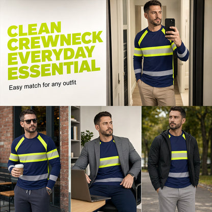 👕 TIDSBEGRÄNSAT 50% RABATT! ✨ Crewneck Färgblock Långärmad T-shirt – Hög Kontrast, Andningsbar, Atletisk Passform 🔥