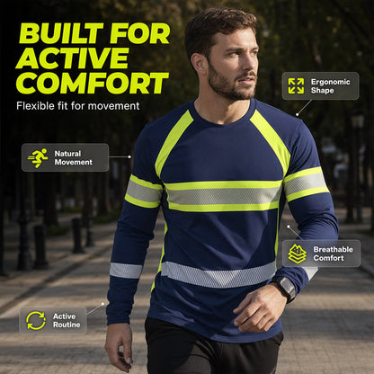 👕 TIDSBEGRÄNSAT 50% RABATT! ✨ Crewneck Färgblock Långärmad T-shirt – Hög Kontrast, Andningsbar, Atletisk Passform 🔥
