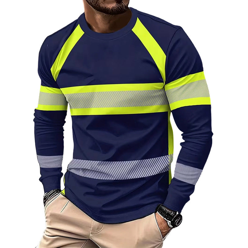 👕 TIDSBEGRÄNSAT 50% RABATT! ✨ Crewneck Färgblock Långärmad T-shirt – Hög Kontrast, Andningsbar, Atletisk Passform 🔥