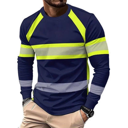 👕 TIDSBEGRÄNSAT 50% RABATT! ✨ Crewneck Färgblock Långärmad T-shirt – Hög Kontrast, Andningsbar, Atletisk Passform 🔥