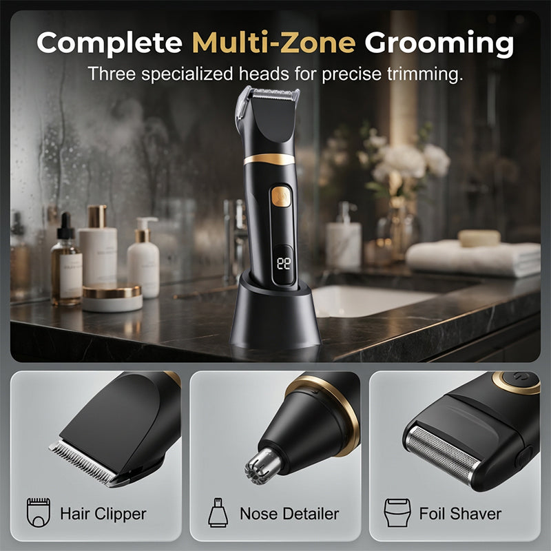 🪒🔥 50 % RABATT NU! 3-i-1 Elektriskt Groomingkit – Sladdlöst & USB-Uppladdningsbart – Smidig Ansning Hemma & På Resan ✨🧔