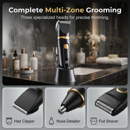 🪒🔥 50 % RABATT NU! 3-i-1 Elektriskt Groomingkit – Sladdlöst & USB-Uppladdningsbart – Smidig Ansning Hemma & På Resan ✨🧔